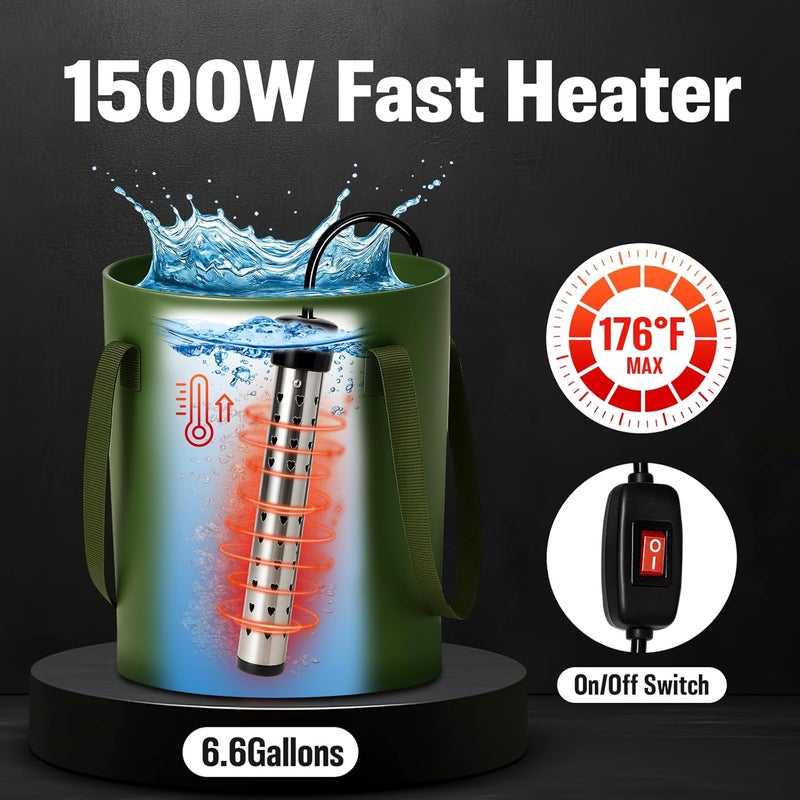 Motivekit Portable Camping Shower, 6000mAh Rechargeable Shower Pump, Large Capacity Foldable Bucket, 6' 7" Filtered Shower Head, Summer Beach, Outdoor Camp Showering, Hiking, Pet Bath, RV Car Wash, Water Plant - Image 2